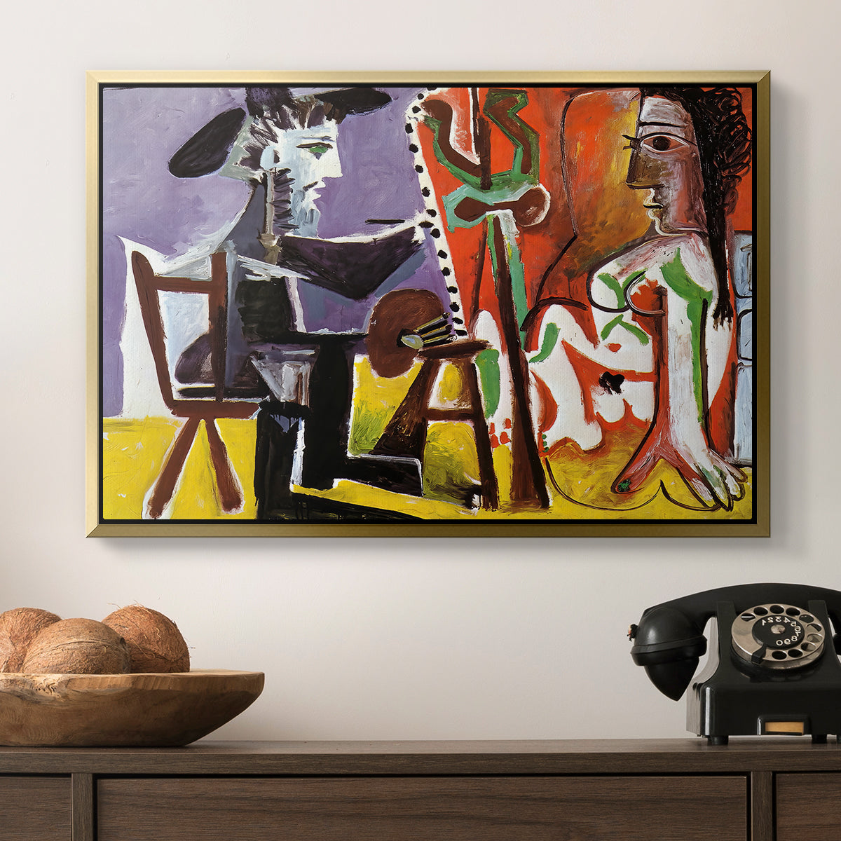 The Painter and His Model, 1963 - Floater Framed Canvas Print