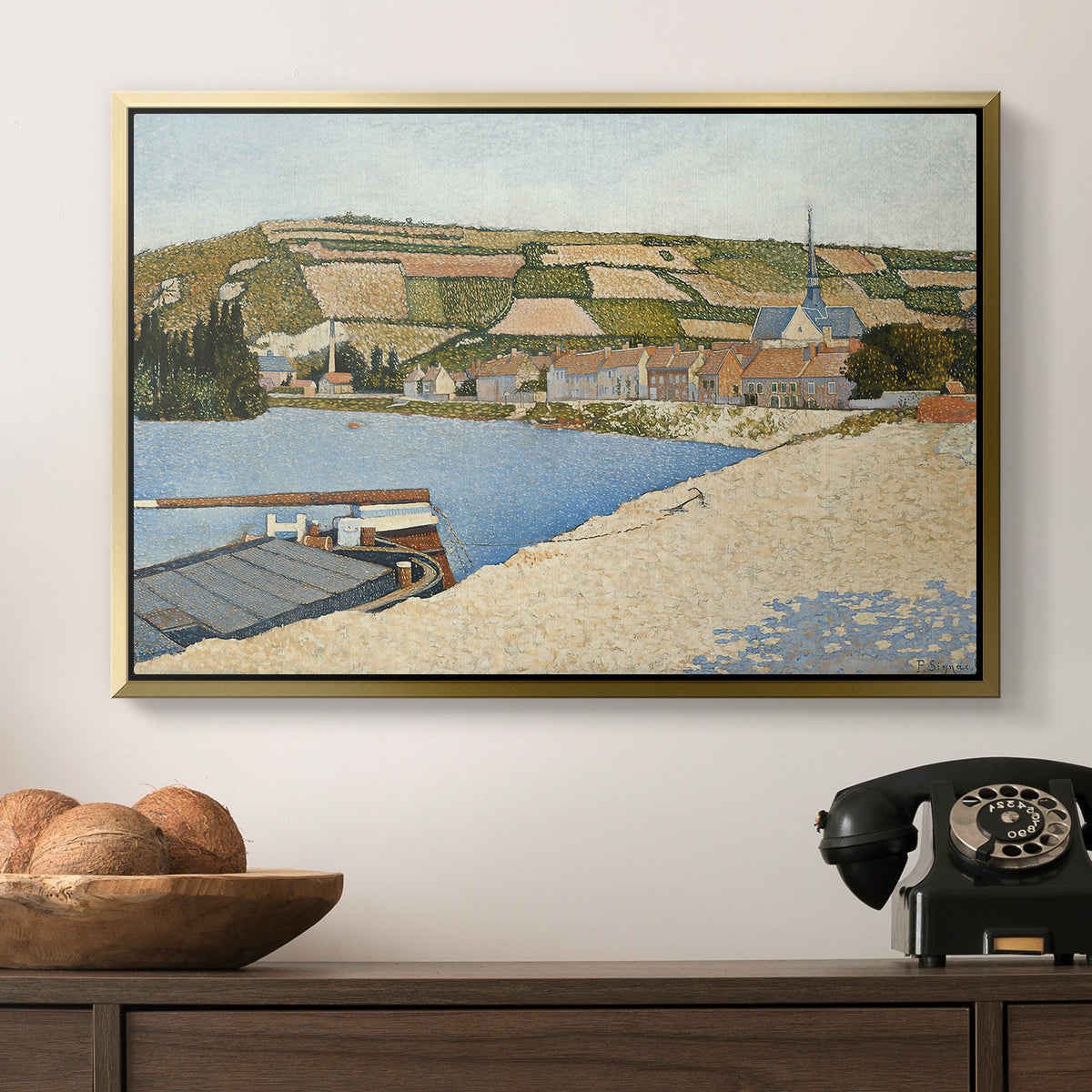 The Riverbank, Les Andelys, 1886 - Floater Framed Canvas Print