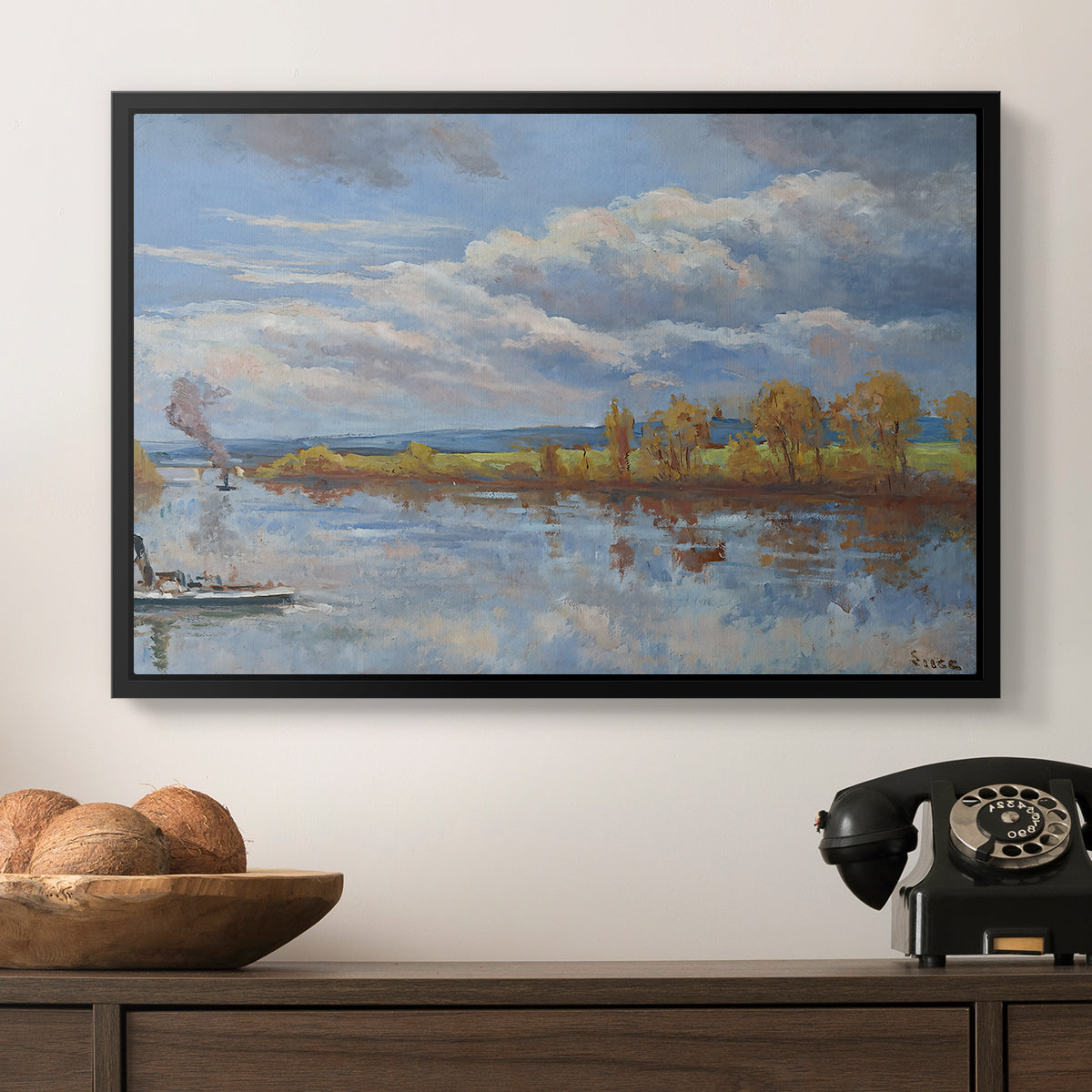The Banks of the River Seine, 1893 - Floater Framed Canvas Print