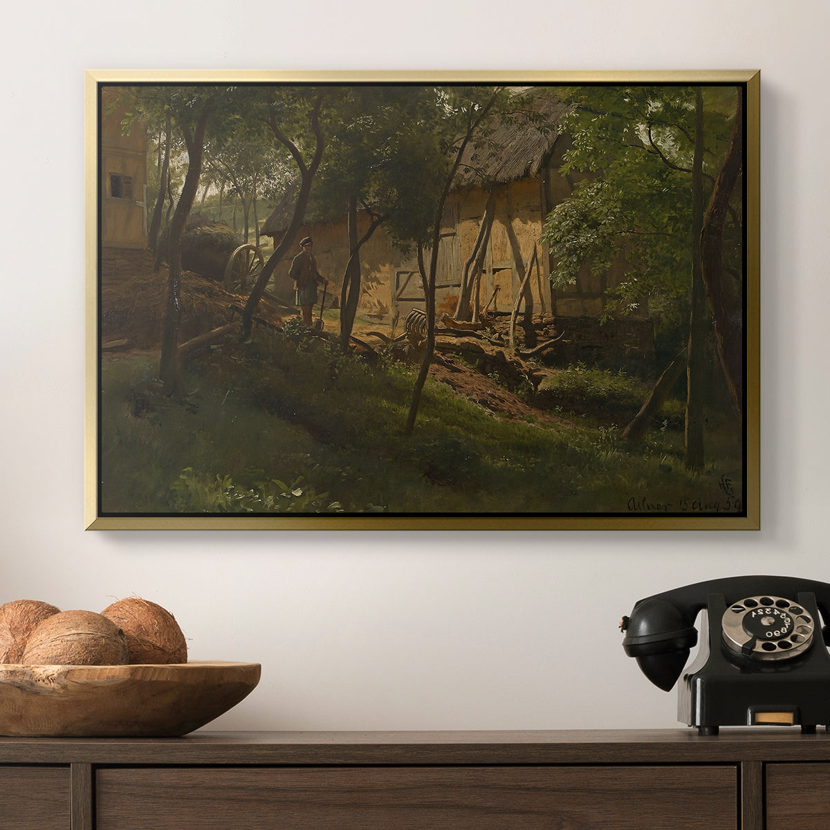 German Farm, 1859 - Floater Framed Canvas Print