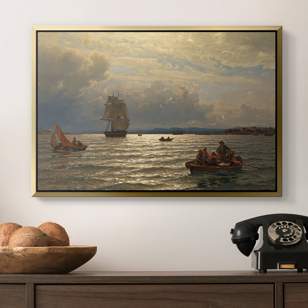 From the Inlet of Oslo, 1874 - Floater Framed Canvas Print