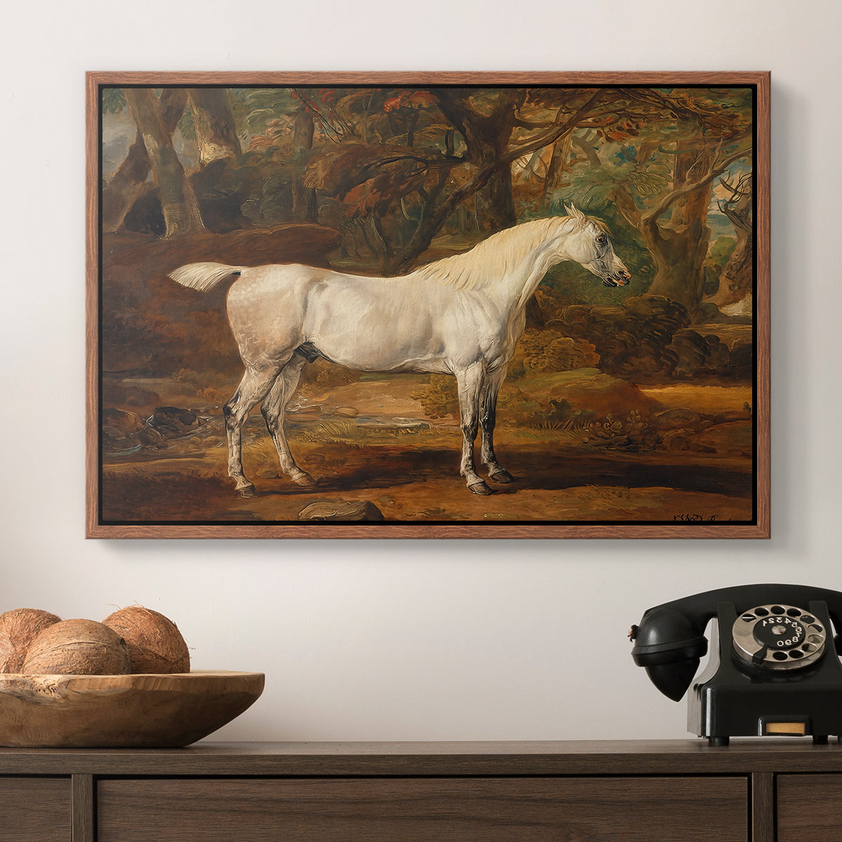 Grey Arabian Stallion, Property of Sir Watkin Williams-Wynn, c. 1817 - Floater Framed Canvas Print