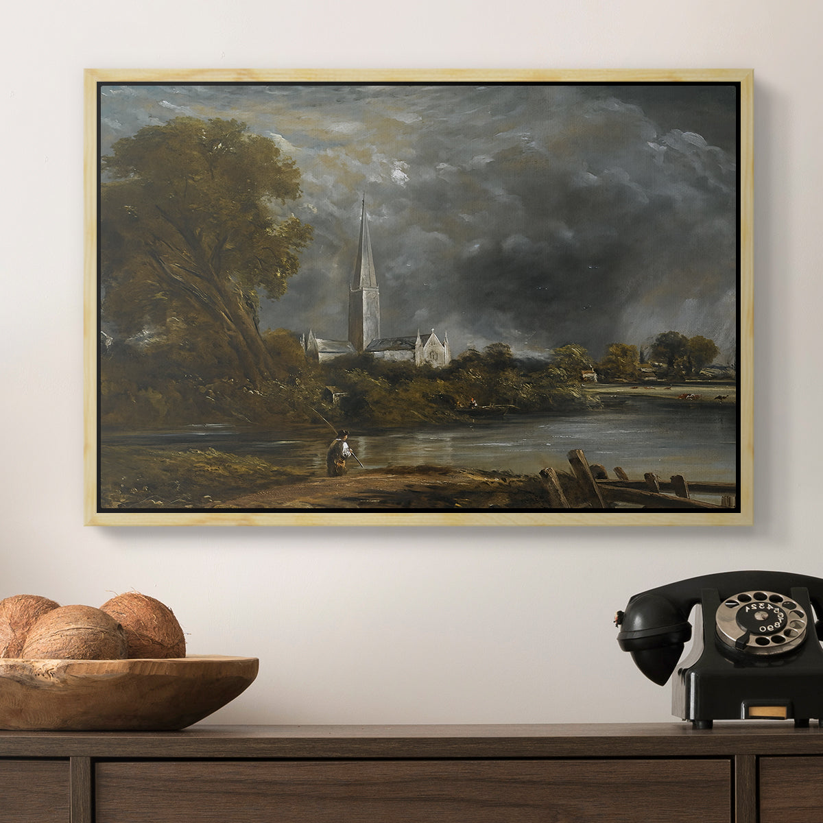 Salisbury Cathedral from the Meadows, c. 1831 - Floater Framed Canvas Print
