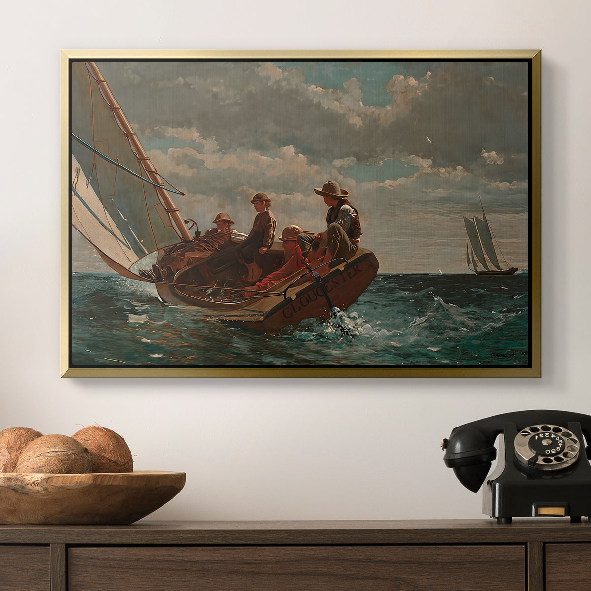 Breezing Up (A Fair Wind), 1873-1876 - Floater Framed Canvas Print