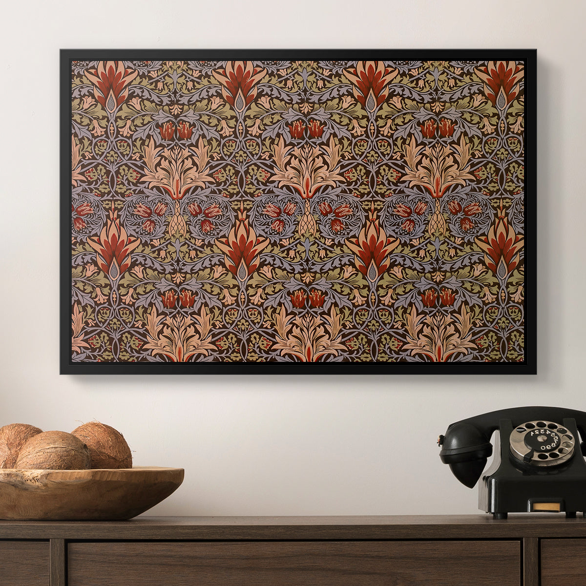 Snakeshead - Red/Cumin, c. 1876 - Floater Framed Canvas Print