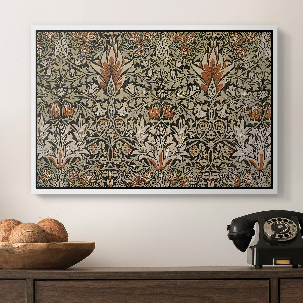 Snakeshead - Charcoal/Spice, c. 1876 - Floater Framed Canvas Print