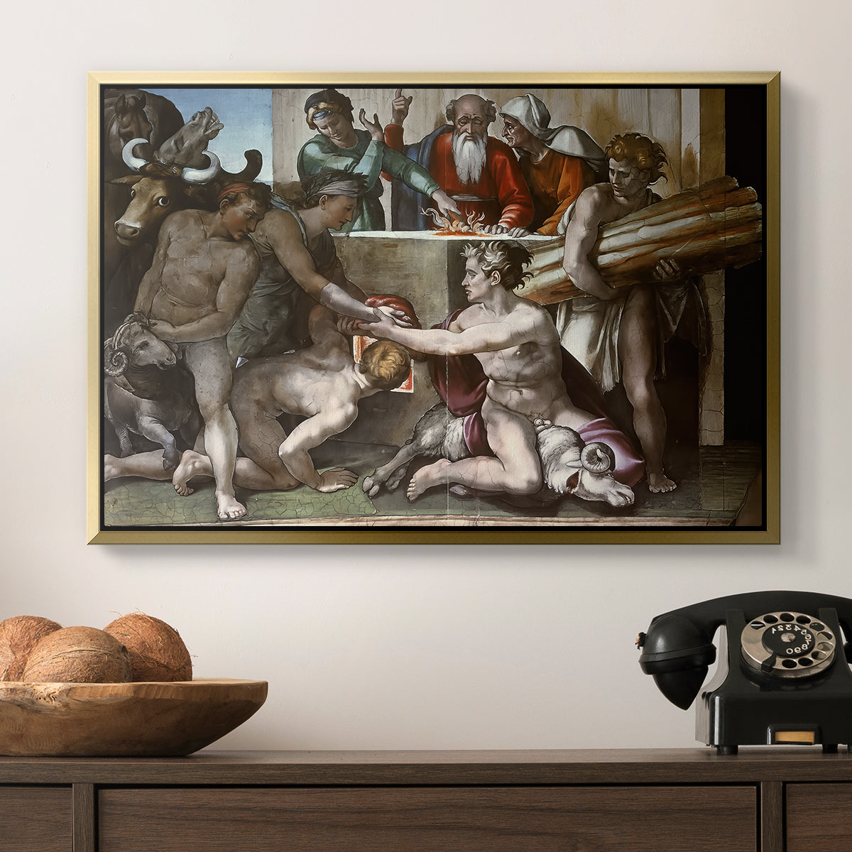 The Sacrifice of Noah (Sistine Chapel), 1509 - Floater Framed Canvas Print