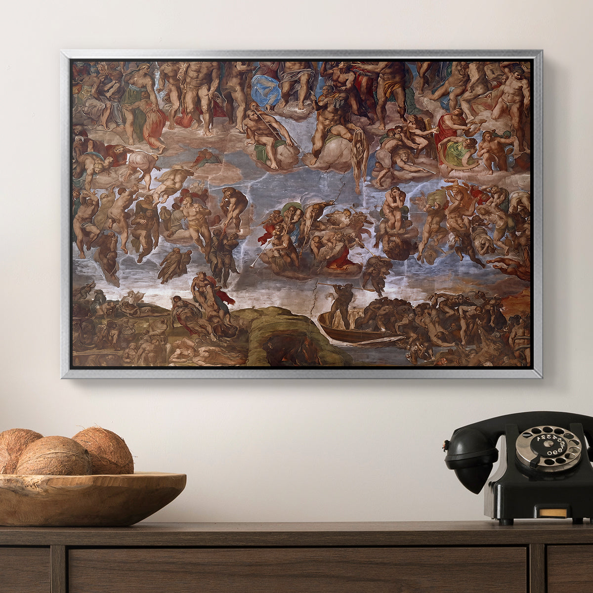 The Last Judgment (Charon's Boat and the Damned), 1536-1541 - Floater Framed Canvas Print