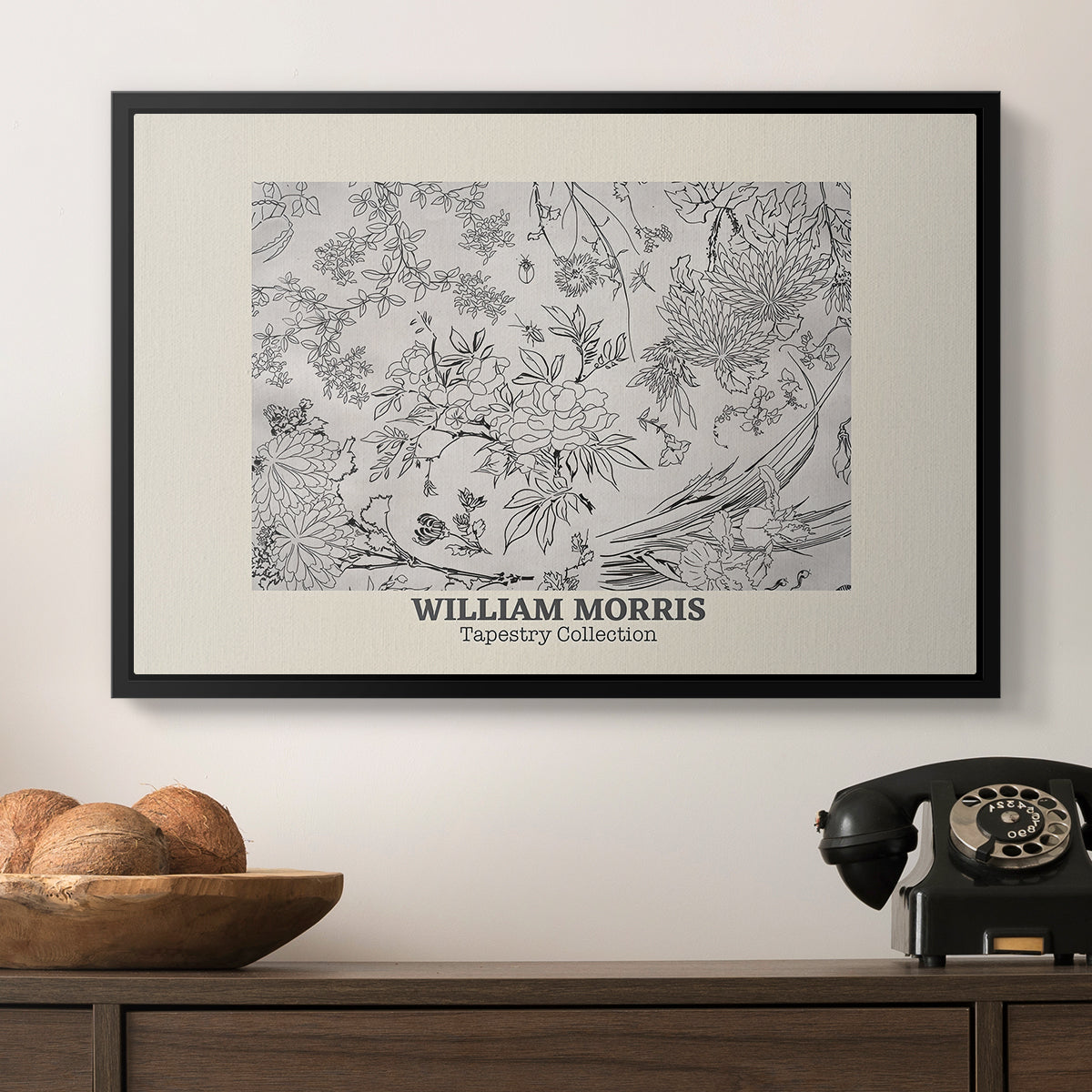 Fleurs, 1866 (Morris Inspired) - Floater Framed Canvas Print