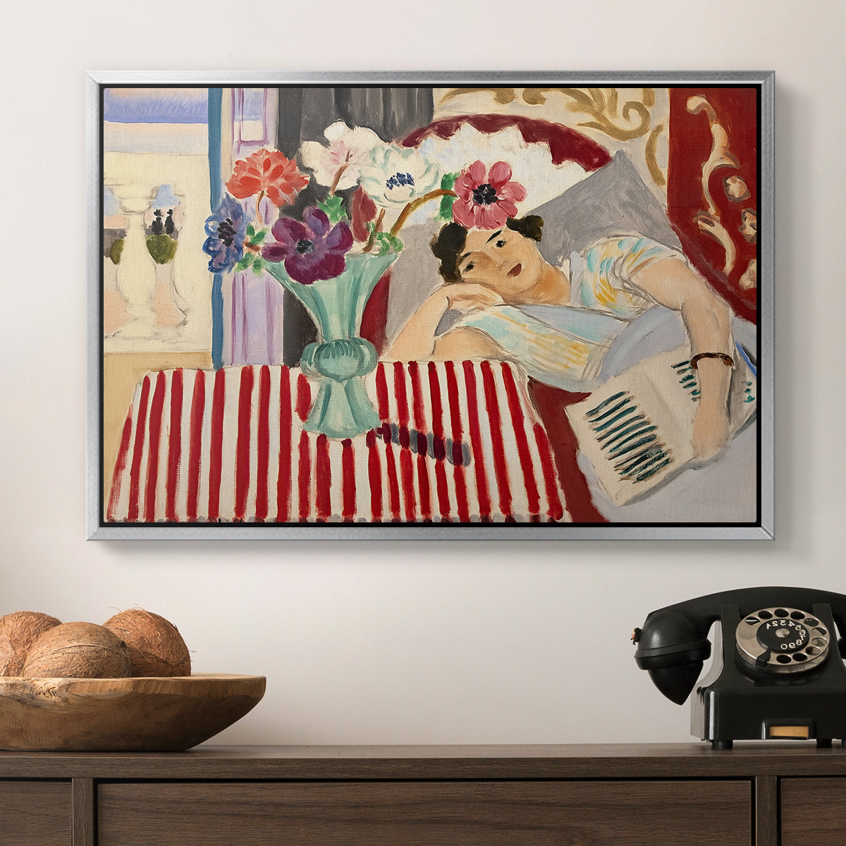 Woman with Anemones (Femme et anémones), c. 1920-1921 - Floater Framed Canvas Print