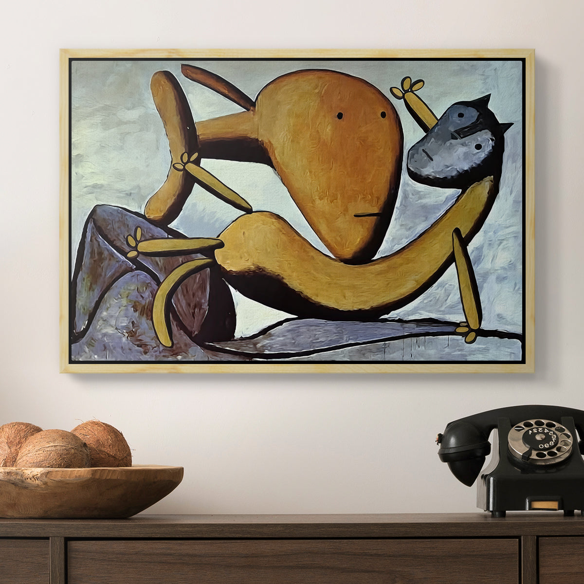 Cat and Big Fish, c. 1931 - Floater Framed Canvas Print