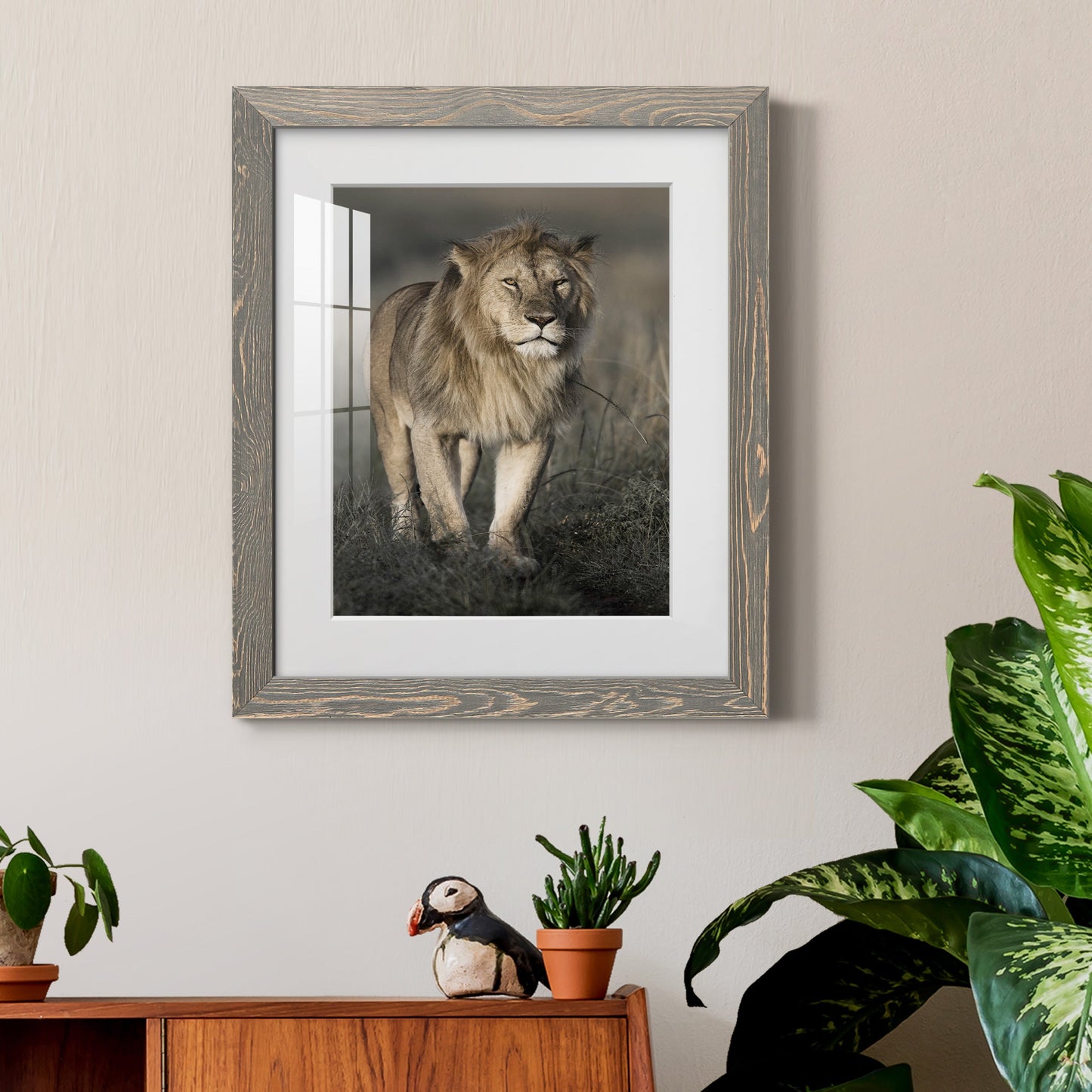 Morning Walk in Masai Mara - Premium Framed Print - Distressed Barnwood Frame - Ready to Hang