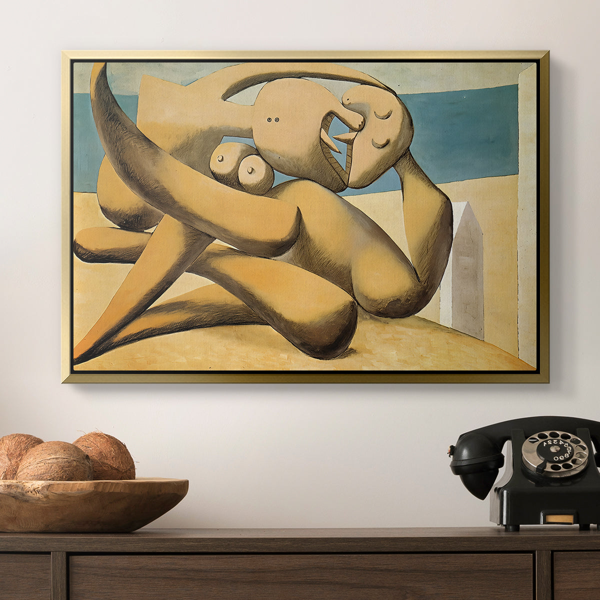 Figures at the Seaside (The Kiss), 1931 - Floater Framed Canvas Print