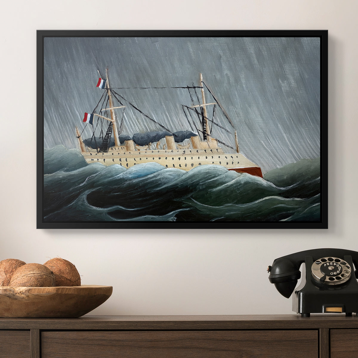 A Ship in the Storm, c. 1899 - Floater Framed Canvas Print