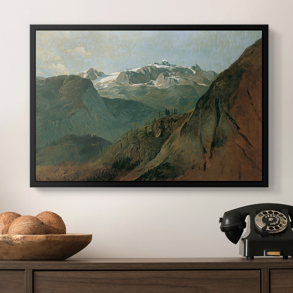 The Dachstein from the Plassen near Hallstatt, 1827 - Floater Framed Canvas Print
