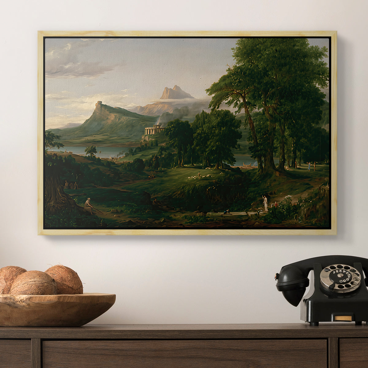The Course of Empire: The Arcadian or Pastoral State, 1834 - Floater Framed Canvas Print