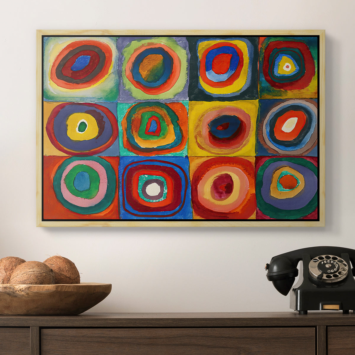 Color Study: Squares with Concentric Circles, 1913 - Floater Framed Canvas Print