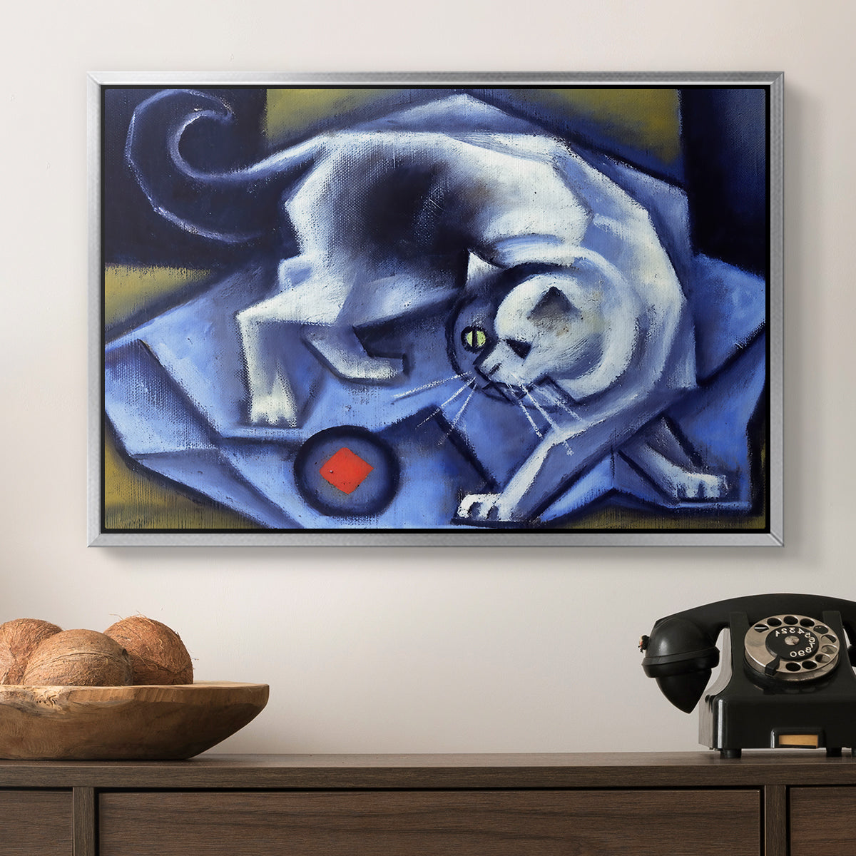 Cat Playing with a Ball, 1945-1950 - Floater Framed Canvas Print