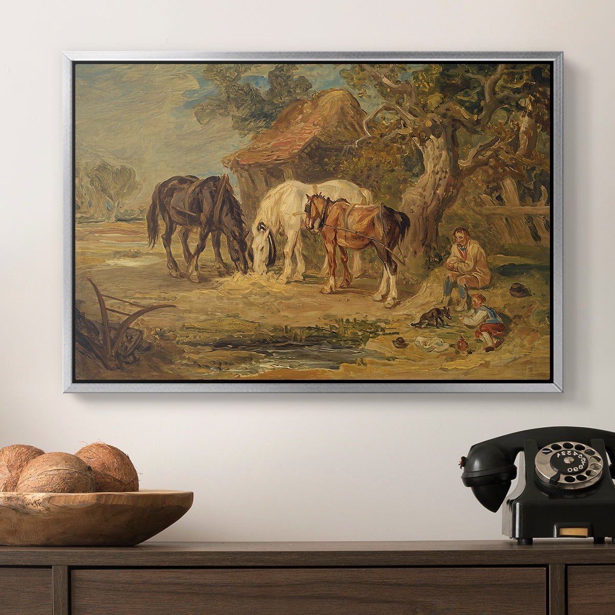 The Midday Meal, 1835 - Floater Framed Canvas Print