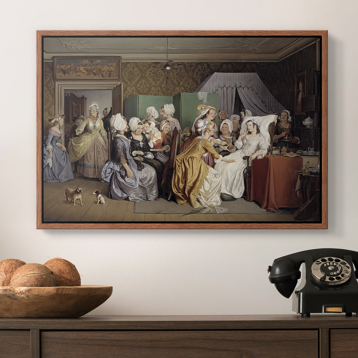 The Maternity Room (Scene from "Barselstuen"), 1845 - Floater Framed Canvas Print