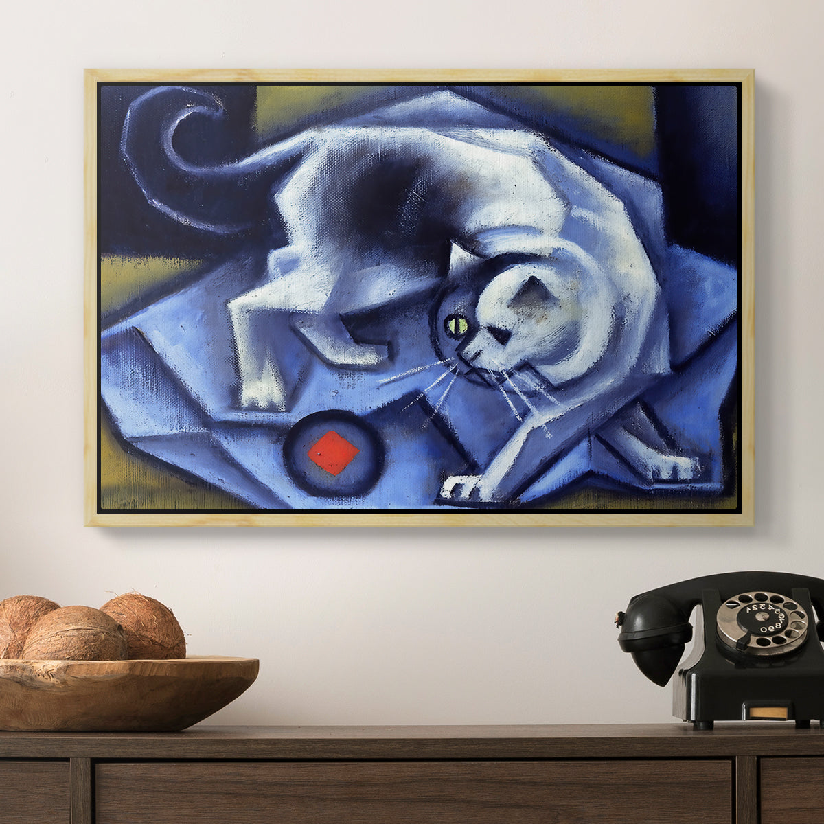Cat Playing with a Ball, 1945-1950 - Floater Framed Canvas Print