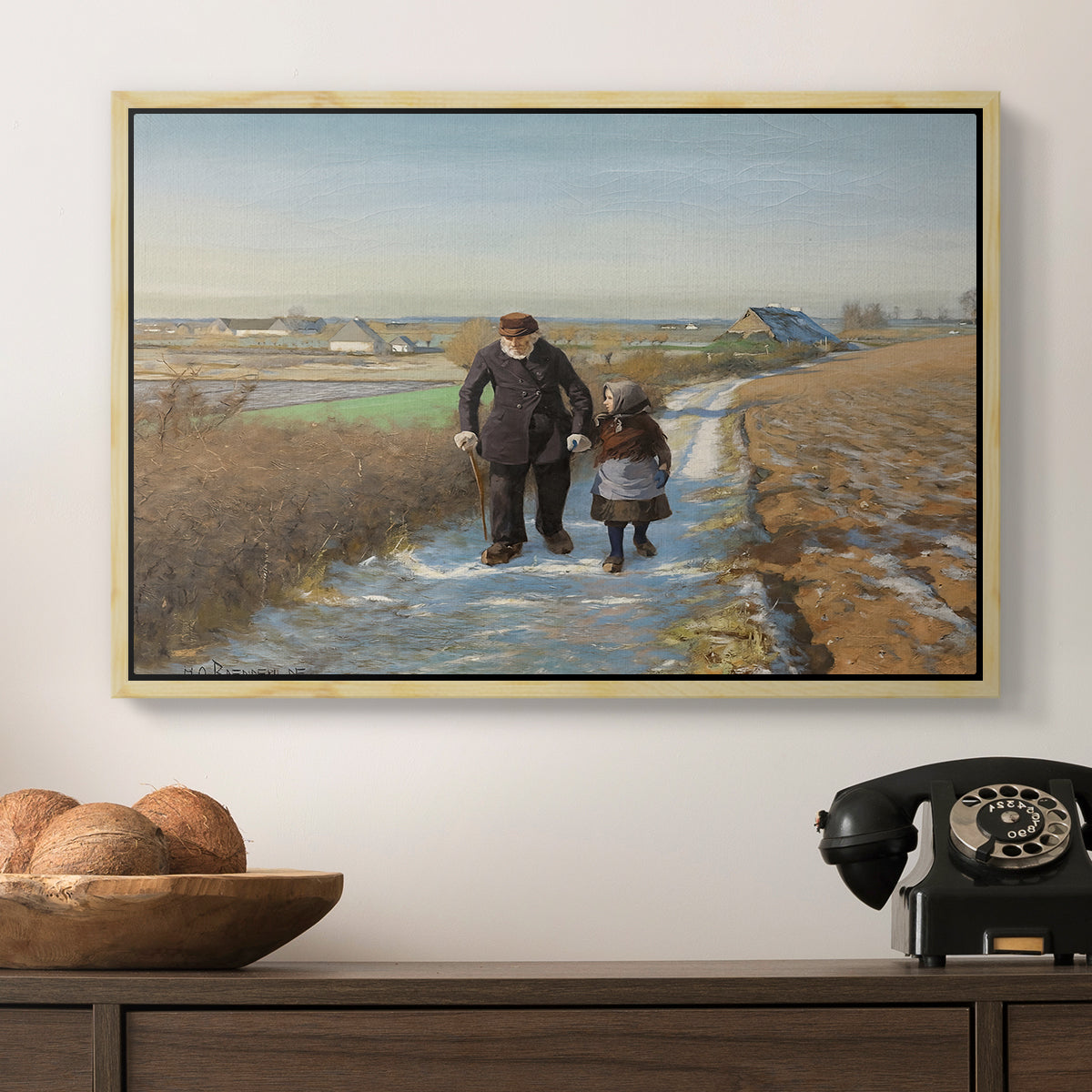 The Old Man and the Child, 1888 - Floater Framed Canvas Print