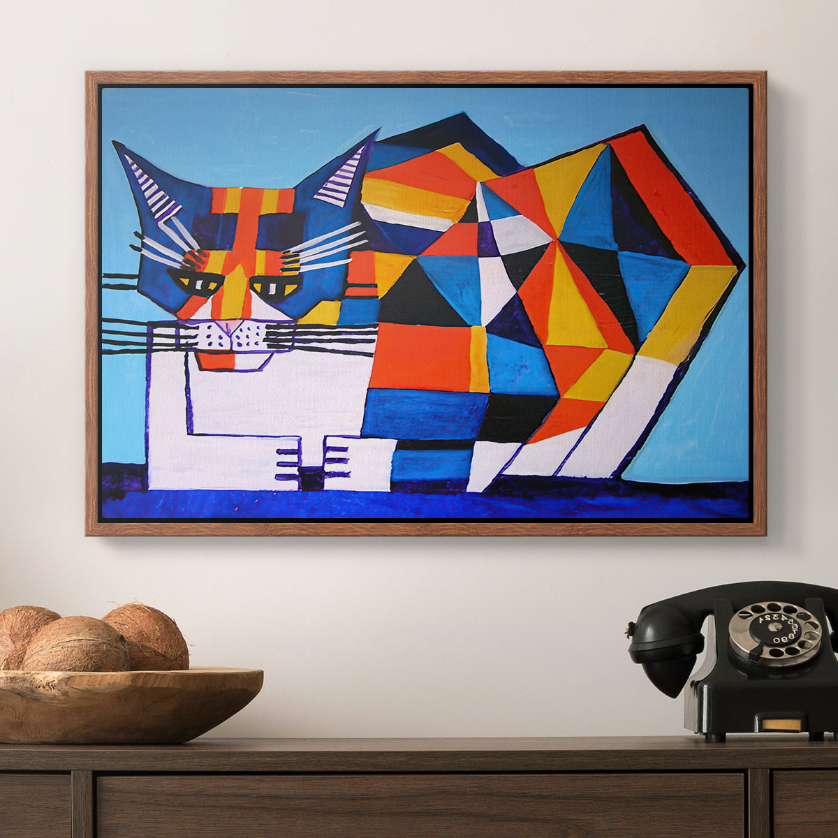 Cassie Thinking about Cubism - Floater Framed Canvas Print