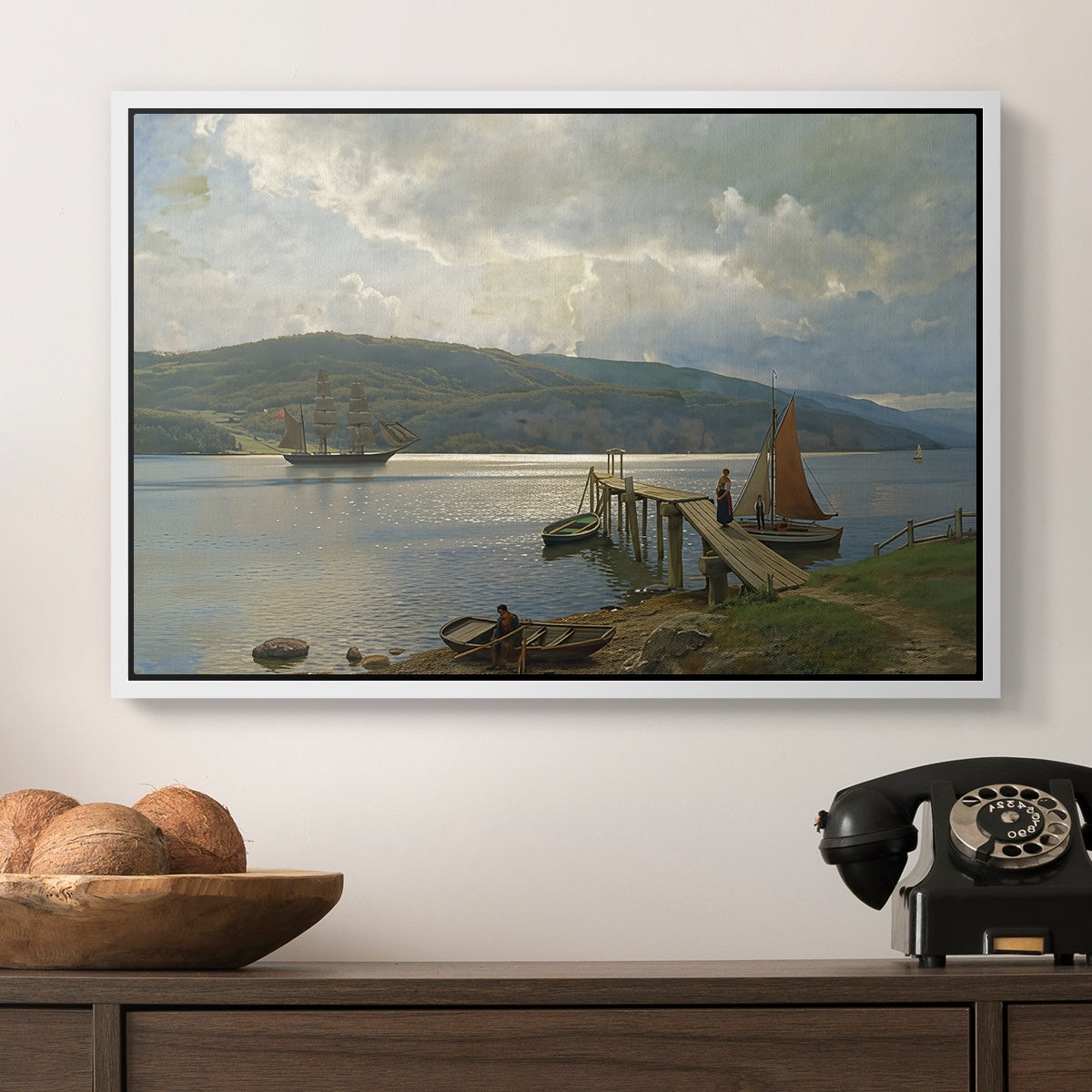 The Jetty at Feste near Moss, 1898 - Floater Framed Canvas Print