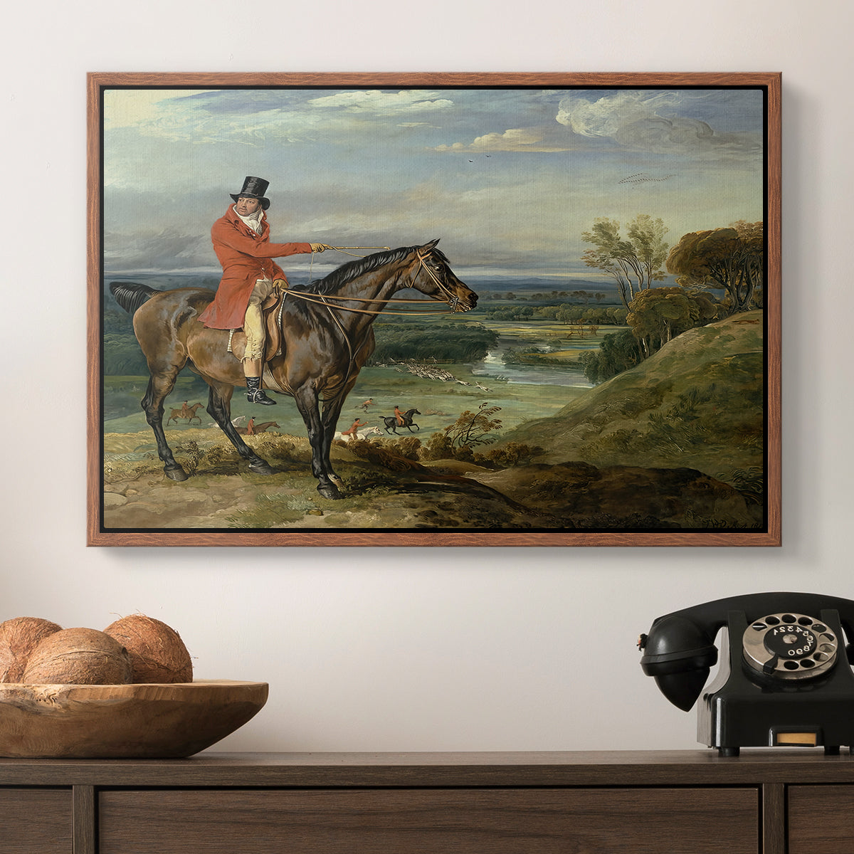 John Levett Hunting at Wychnor, Staffordshire, 1818 - Floater Framed Canvas Print
