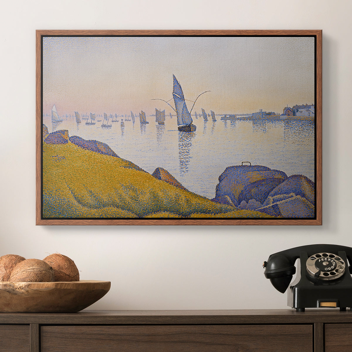 Evening Calm, Concarneau, Opus 220, 1891 - Floater Framed Canvas Print
