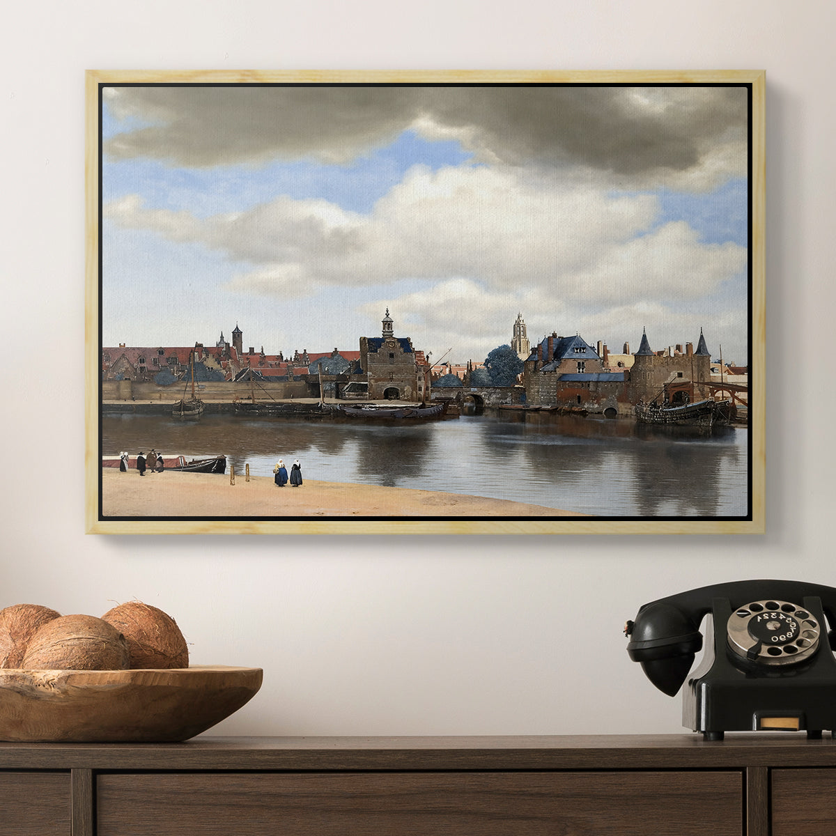 View of Delft, c. 1660-1661 - Floater Framed Canvas Print