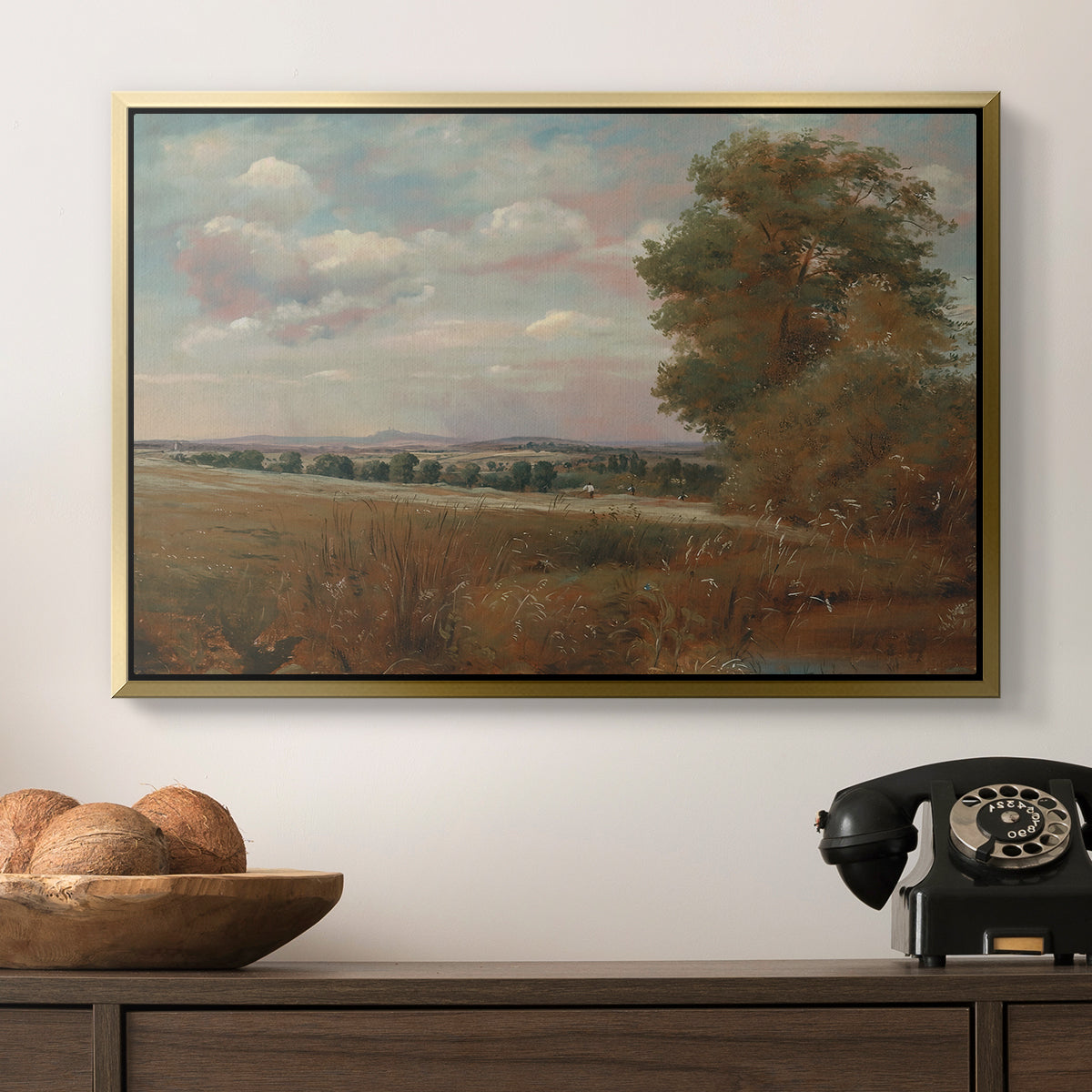 Landscape at Hampstead, with Harrow in the Distance, c. 1849-1855 - Floater Framed Canvas Print
