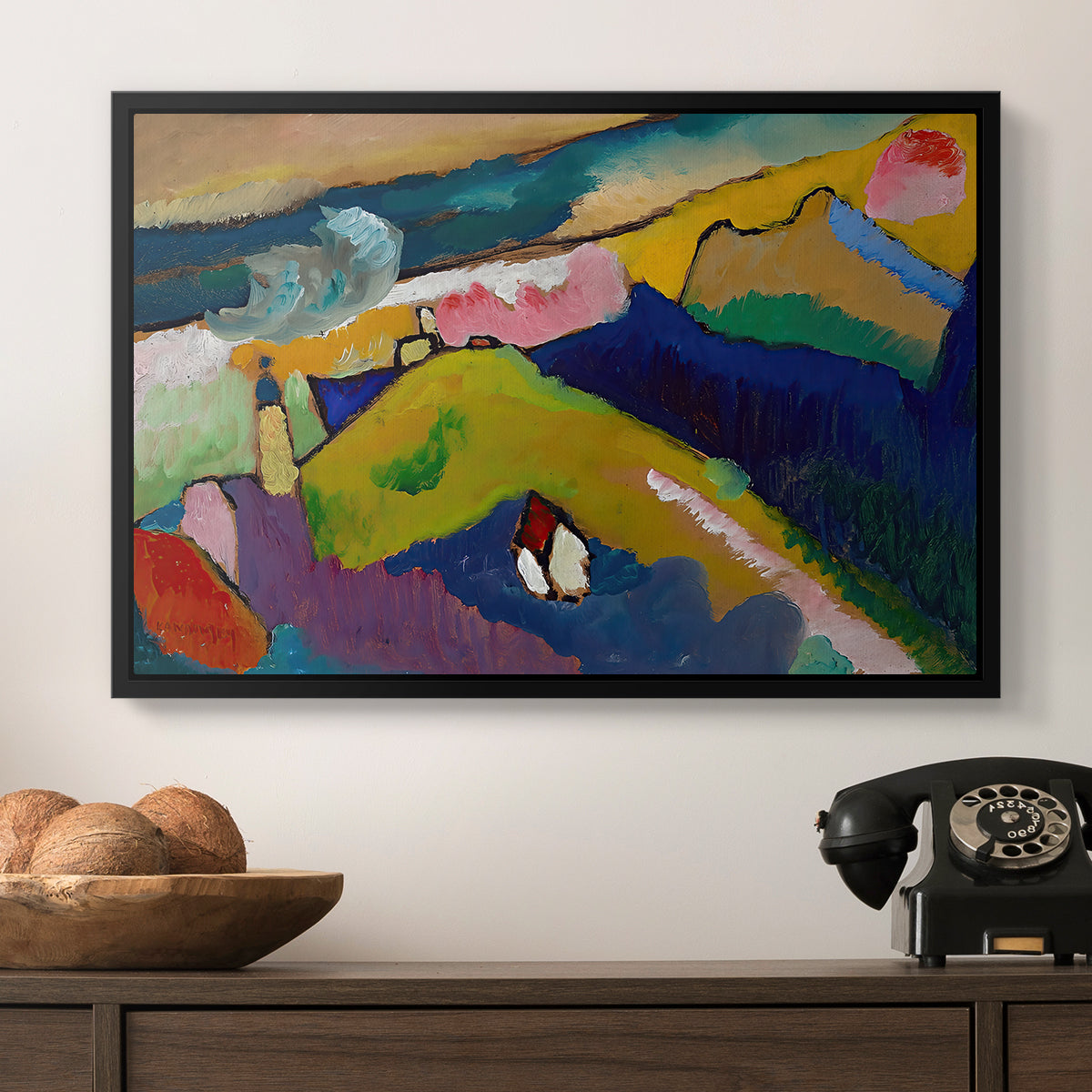 Murnau Mountain Landscape with Church, 1910 - Floater Framed Canvas Print
