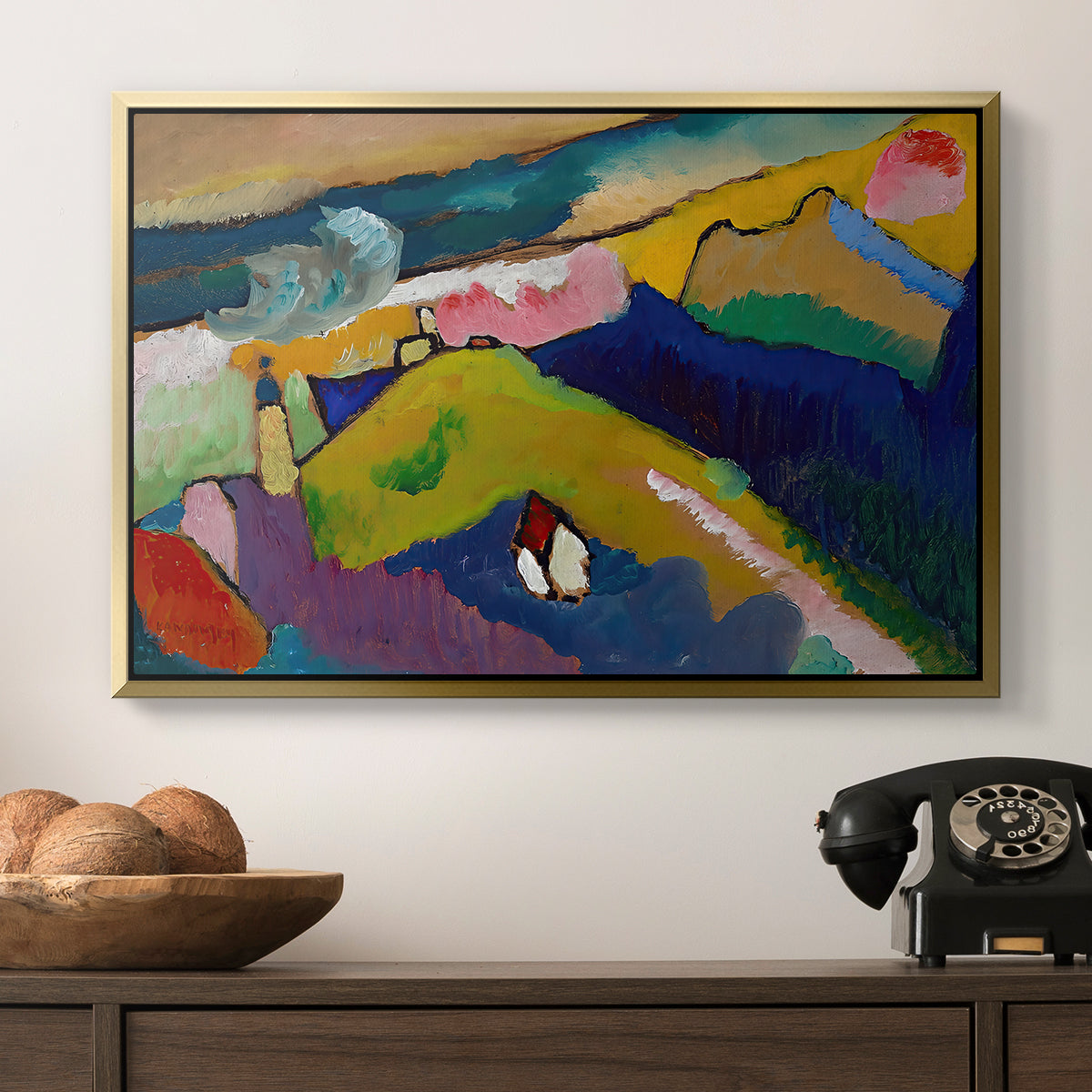 Murnau Mountain Landscape with Church, 1910 - Floater Framed Canvas Print