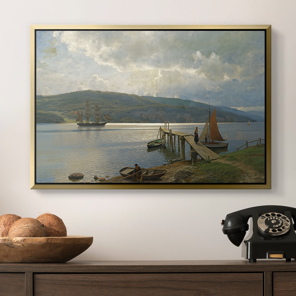 The Jetty at Feste near Moss, 1898 - Floater Framed Canvas Print