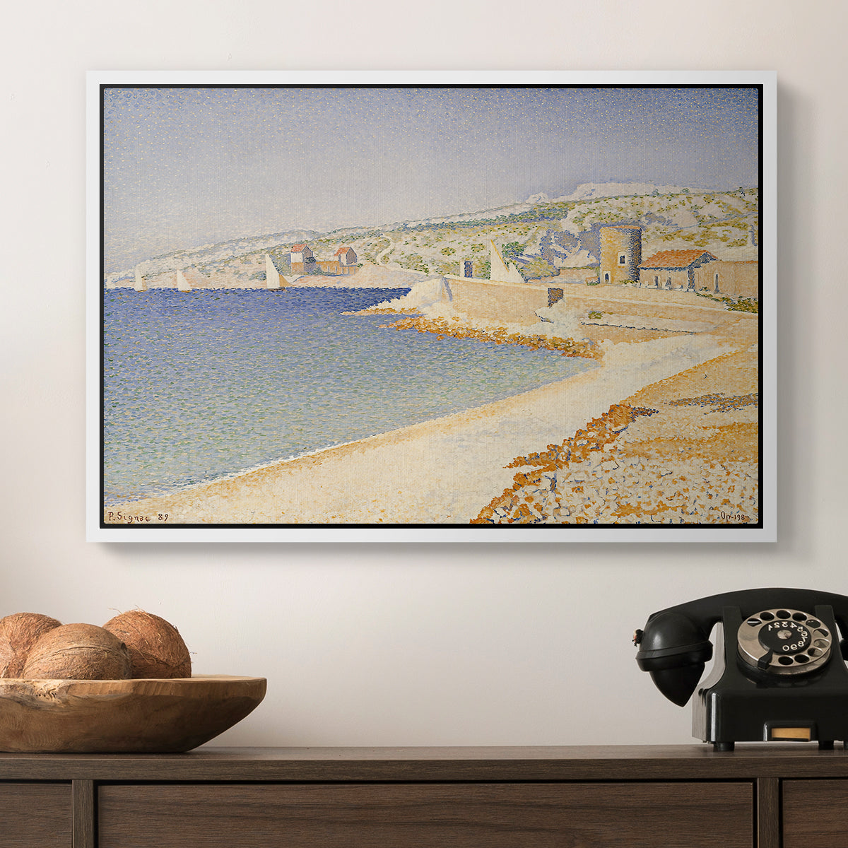 The Jetty at Cassis, Opus 198, 1889 - Floater Framed Canvas Print
