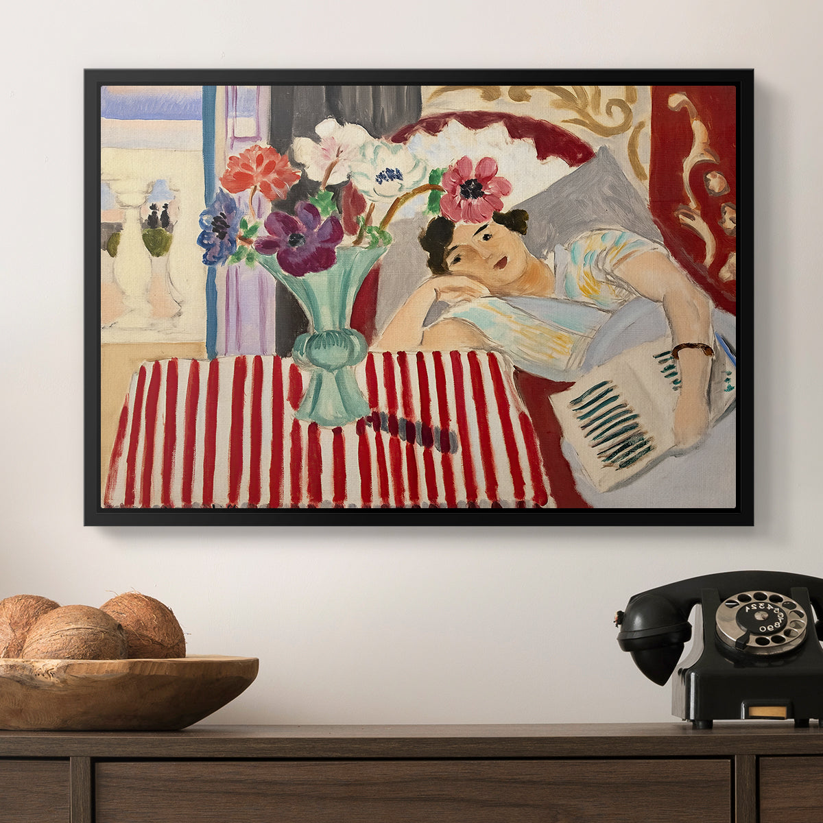 Woman with Anemones (Femme et anémones), c. 1920-1921 - Floater Framed Canvas Print