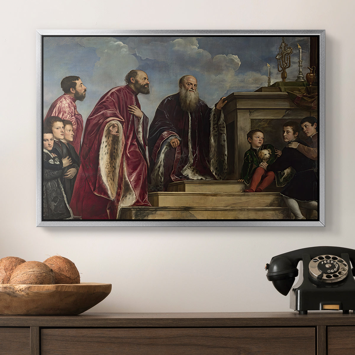The Vendramin Family Venerating a Relic of the True Cross, c. 1540-1545 - Floater Framed Canvas Print