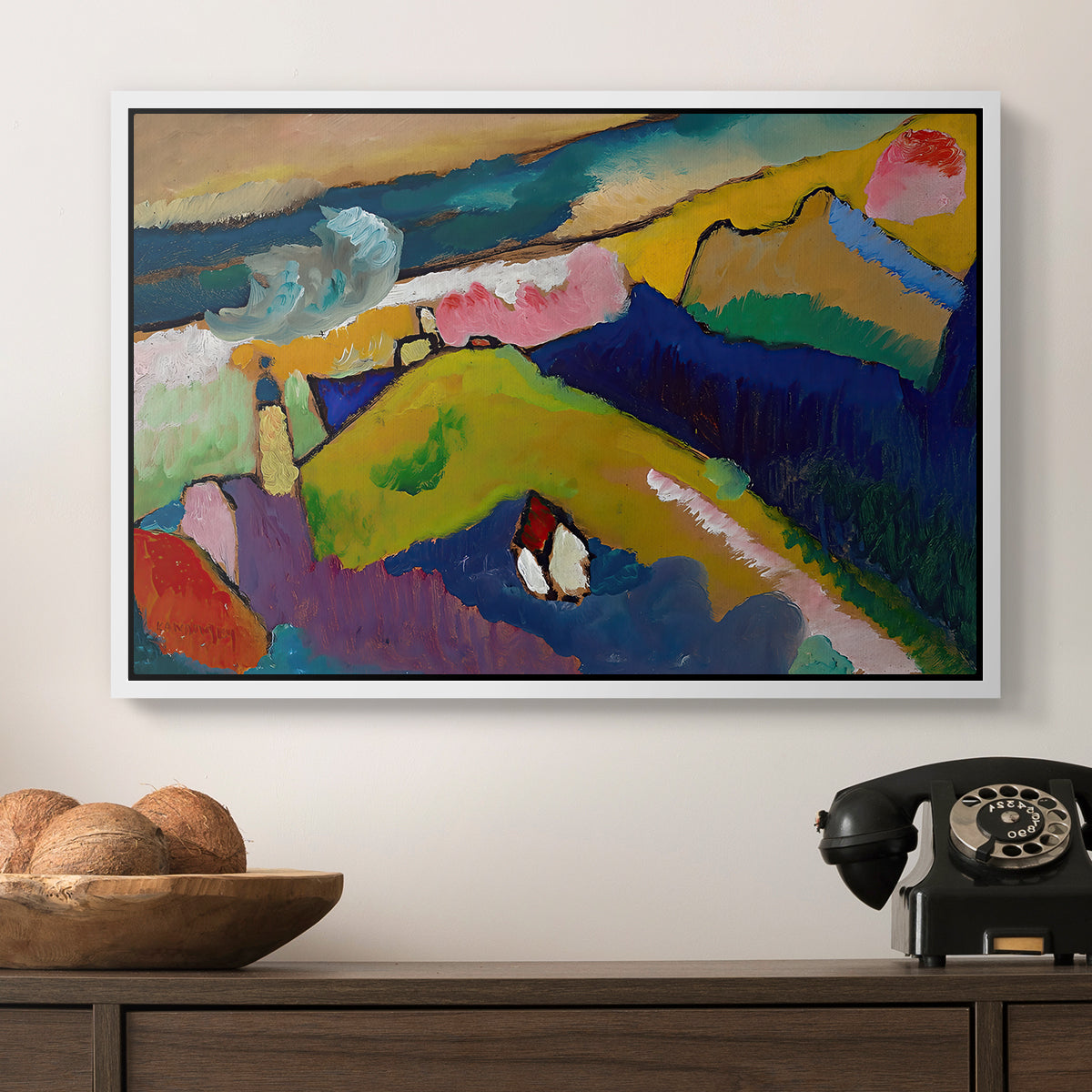 Murnau Mountain Landscape with Church, 1910 - Floater Framed Canvas Print