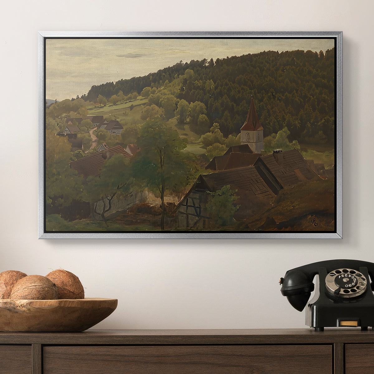 Landscape from Ebersteinburg in Baden, 1876 - Floater Framed Canvas Print