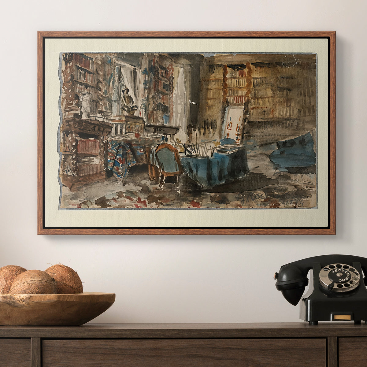 Cabinet de Flaubert à Croisset, 1874 - Floater Framed Canvas Print
