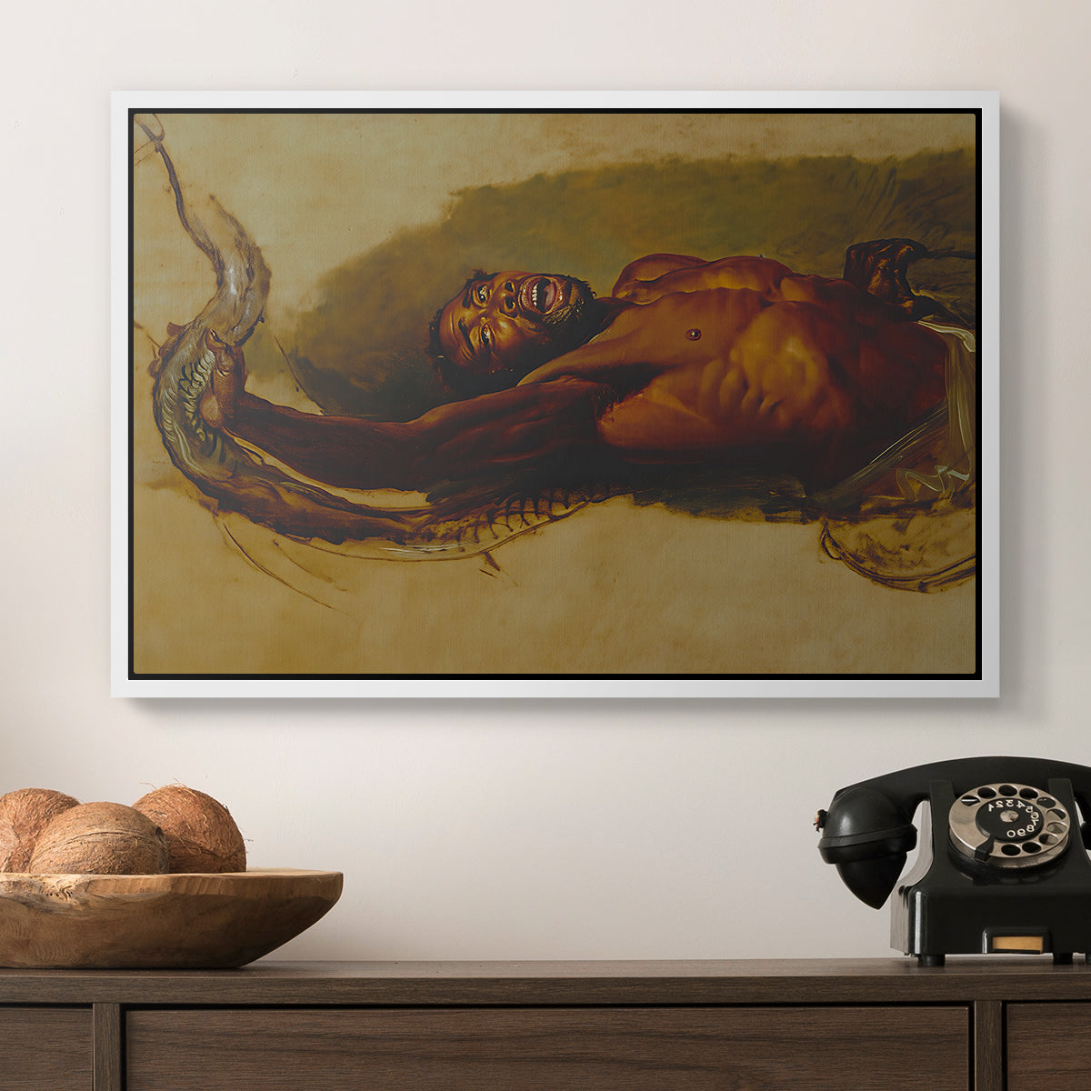 Man Struggling with a Boa Constrictor, c. 1803 - Floater Framed Canvas Print