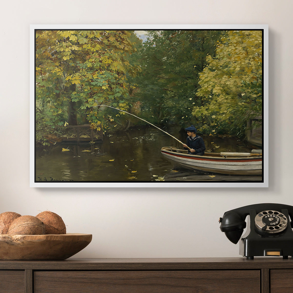 Fishing Boy, c. 1890 - Floater Framed Canvas Print
