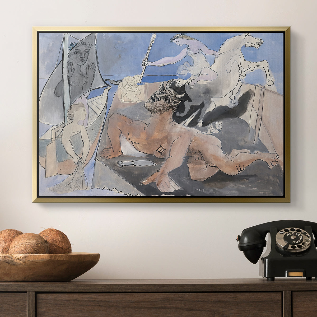 Composition with Minotaur, 1936 - Floater Framed Canvas Print