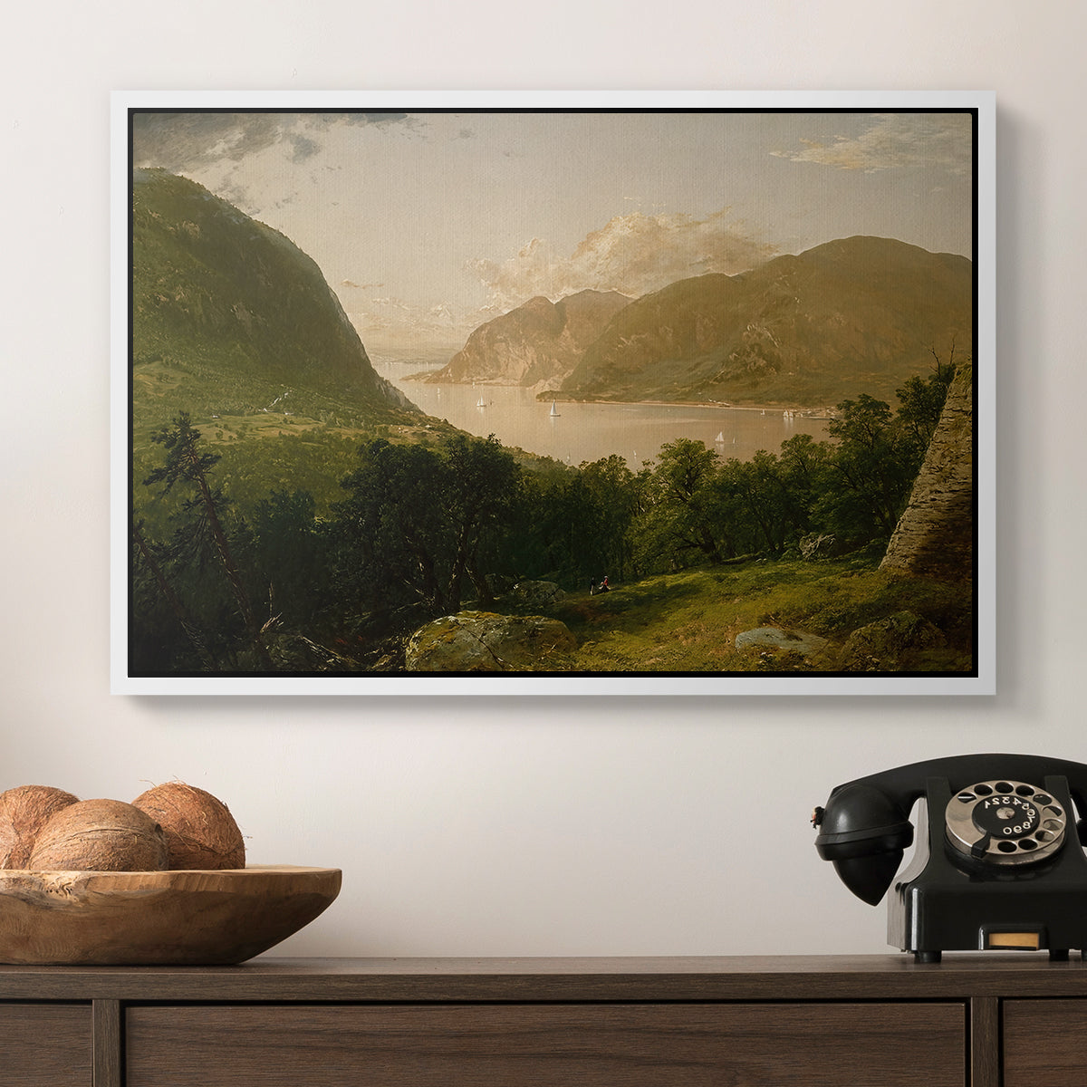 Hudson River Scene, 1857 - Floater Framed Canvas Print