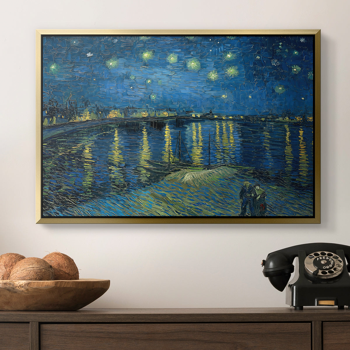Starry Night Over the Rhône, 1888 - Floater Framed Canvas Print