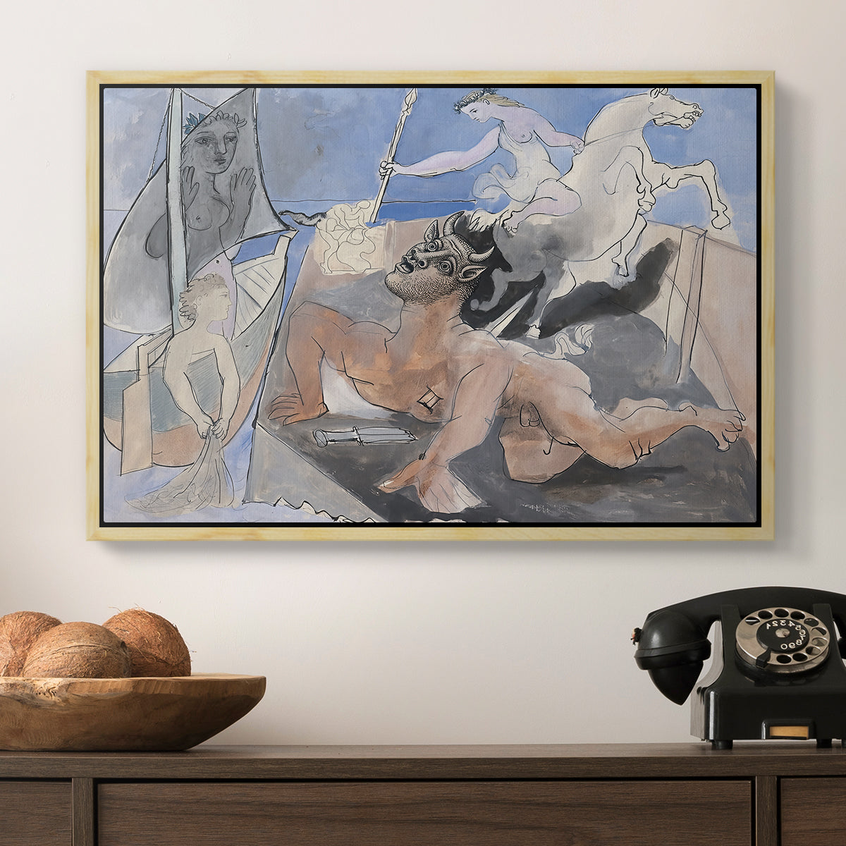 Composition with Minotaur, 1936 - Floater Framed Canvas Print