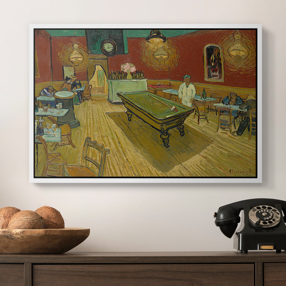 The Night Café, 1888 - Floater Framed Canvas Print