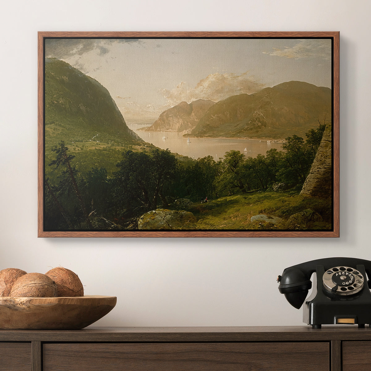Hudson River Scene, 1857 - Floater Framed Canvas Print
