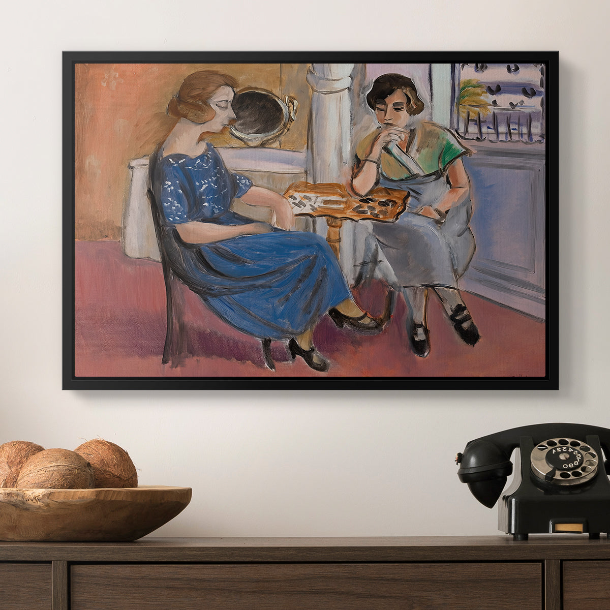 Domino Players, 1921 - Floater Framed Canvas Print